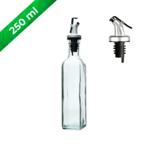 Aceitera de vidrio 250 ml cuadrada transparente