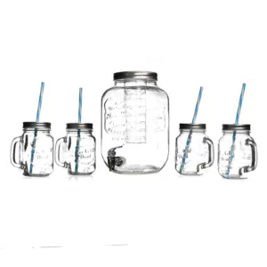 Dispensador Vintage 8 litros + 4 vasos con pitillo