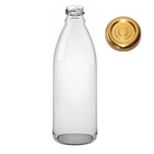 Botella 1000 ml con tapa dorada fondo blanco