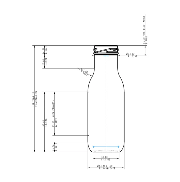 Botella de vidrio 250 ml con tapa metálica | Alta calidad - Imagen 2