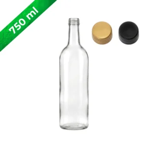 Botella de vidrio 750 ml redonda transparente