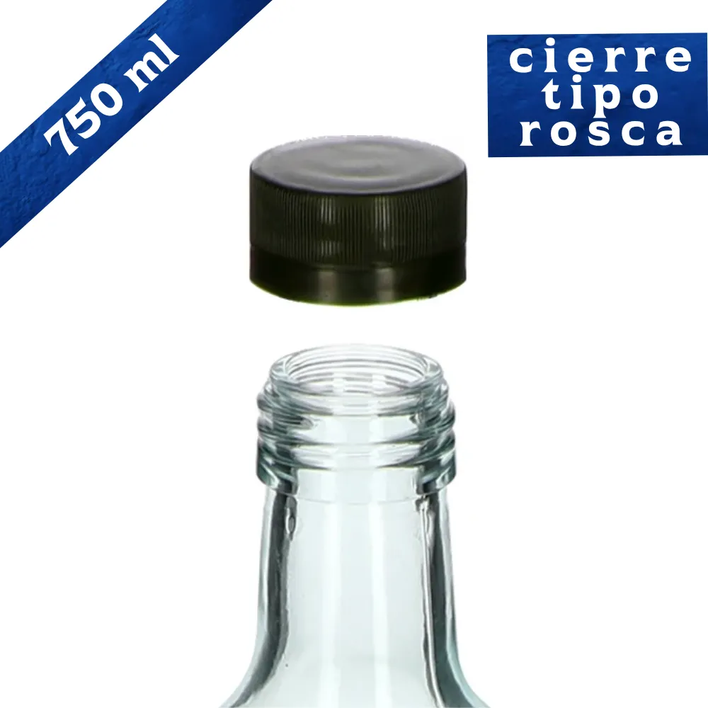 Botella de vidrio 750 ml transparente con tapa plástica | Alta calidad 3 Botella de vidrio 750 ml transparente con tapa plástica | Alta calidad - Imagen 3