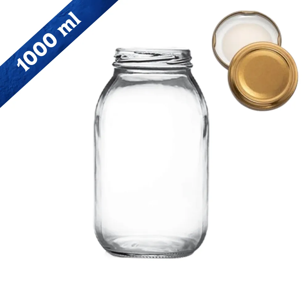 Frasco de vidrio 1000 ml con tapa dorada | Gran Capacidad 1 Frasco de vidrio 1000 ml EA1265-63
