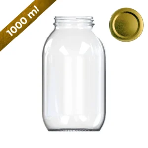 Frasco de vidrio 1000 ml con tapa dorada
