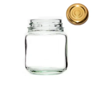 Frasco de vidrio 130 ml con tapa dorada para conservas y productos gourmet
