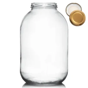 Frasco de vidrio 4000 ml con tapa dorada