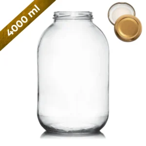 Frasco de vidrio 4000 ml con tapa dorada