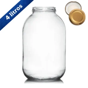 Frasco de vidrio 4000 ml con Tapa Dorada