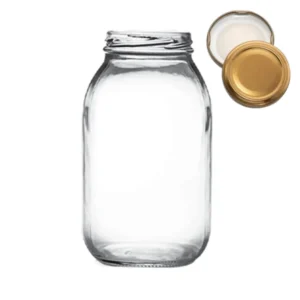 Frasco de vidrio 750 ml con tapa dorada