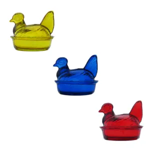 Set 3 Gallinas en vidrio colores