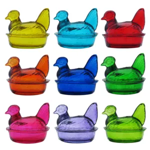 Set 9 Gallinas en vidrio colores