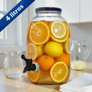 Dispensador de bebidas en Vidrio Limoncello 4 Litros Tapa y Llave Negra