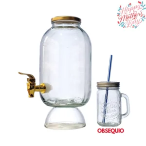 Dispensador 4 litros con base vidrio + OBSEQUIO