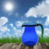 jarra vidrio mini azul cobalto 450cc fondo cielo