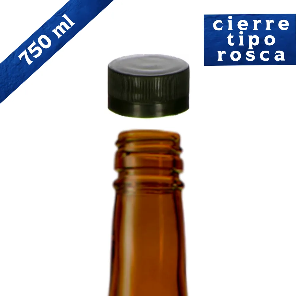 Botella de vidrio 750 ml ambar con tapa plástica | Alta calidad 3 Botella de vidrio 750 ml ambar con tapa plástica | Alta calidad - Imagen 3