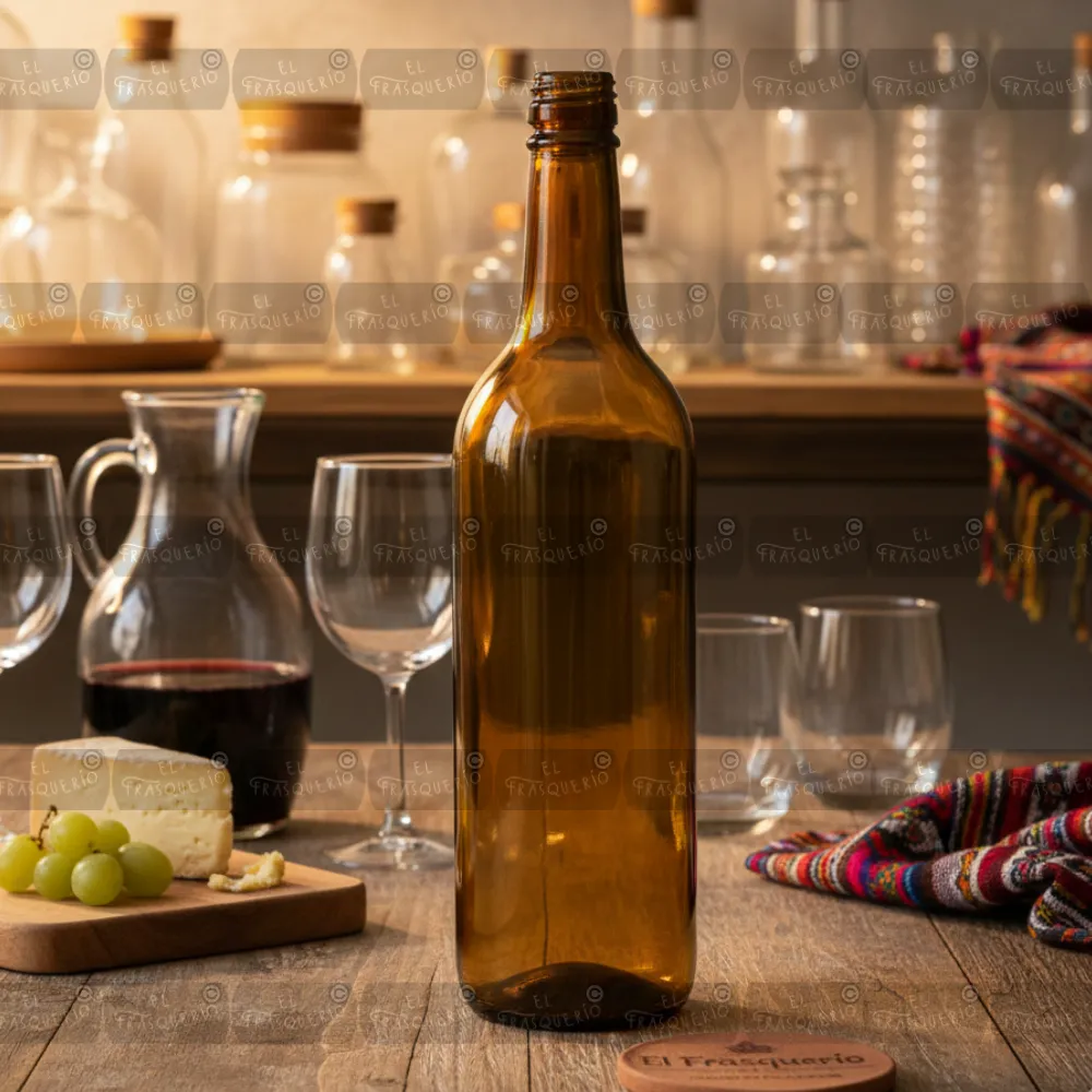 Botella de vidrio 750 ml ambar con tapa plástica | Alta calidad 4 Botella de vidrio 750 ml ambar con tapa plástica | Alta calidad - Imagen 4