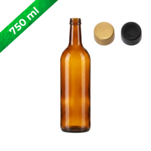 Botella de vidrio 750 ml redonda ambar