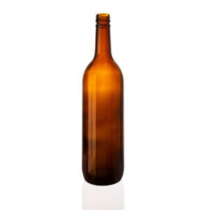 Botella vino 750 ml con tapa plástica ambar
