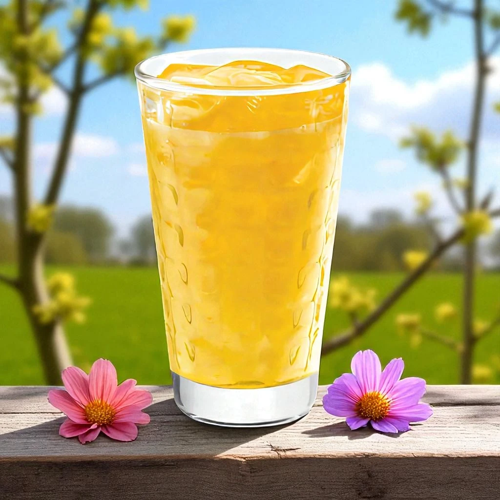 Vaso de vidrio Square bebidas Cristar con jugo y textura decorativa