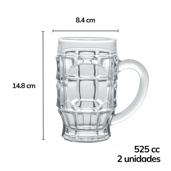 Vaso cervecero Hamburgo 525 cc * 2 unidades | Diseño alemán clásico - Imagen 3