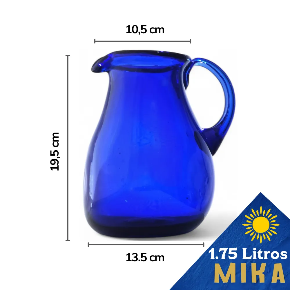 Jarra Mika tres 1.75 litros azul cobalto fondo blanco capacidad y medidas