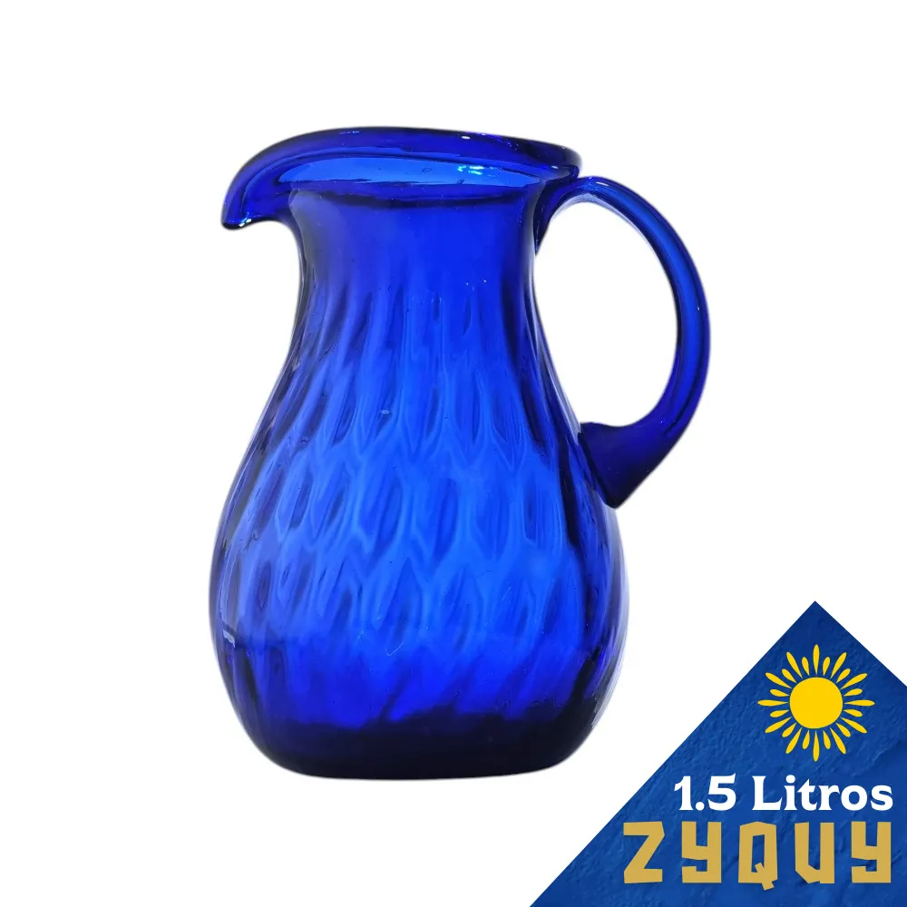 Jarra Zyquy arrugada azul cobalto 1.5lt fondo blanco