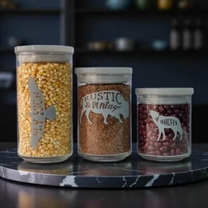 Set de frascos de vidrio colección Wild con cierre hermético y diseño de animales