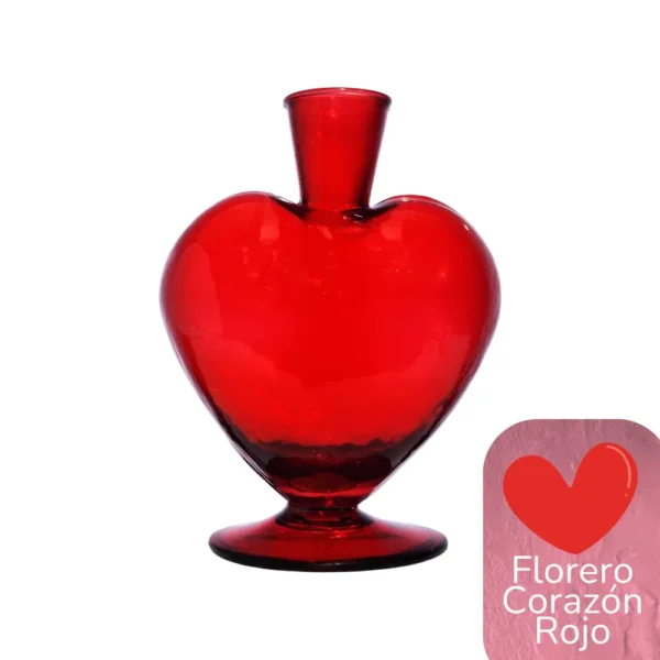 Florero Corazón Rojo Artesanal | Elegancia y Amor en Vidrio Soplado - Imagen 6