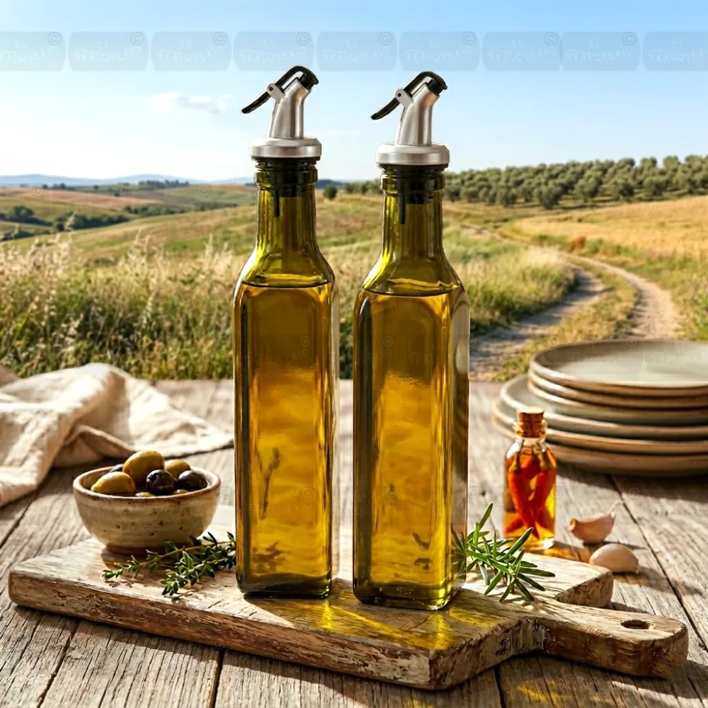Set 2 Aceiteras de vidrio 250 ml cuadradas verdes | Dúo Gourmet 3 Set 2 Aceiteras de vidrio 250 ml cuadradas verdes | Dúo Gourmet - Imagen 3