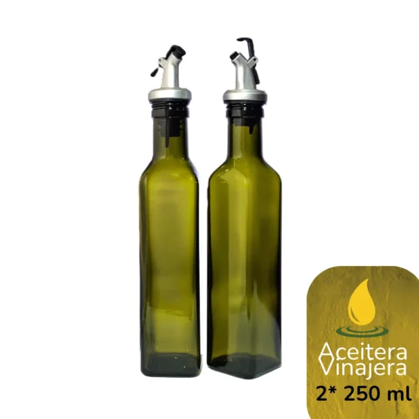 Set 2 Aceiteras Vinagreras Verdes 250 ml | Elegancia y Control para tu Cocina - Imagen 5
