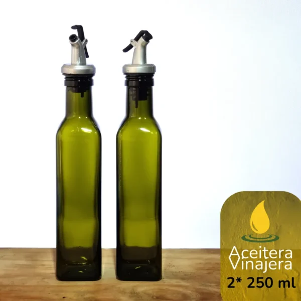 Set 2 Aceiteras Vinagreras Verdes 250 ml | Elegancia y Control para tu Cocina - Imagen 2