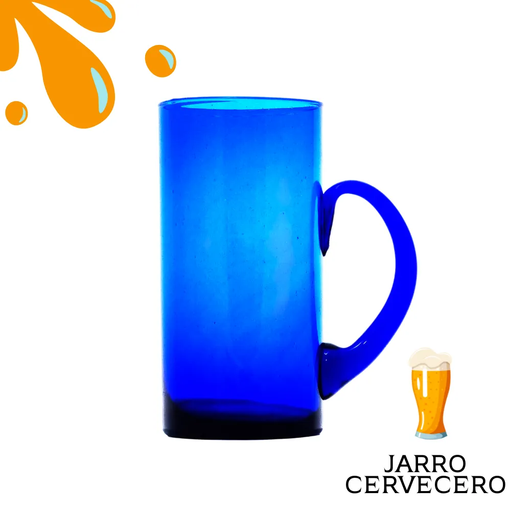 Jarro Cervecero con oreja 500 ml azul cobalto con nombre fondo blanco