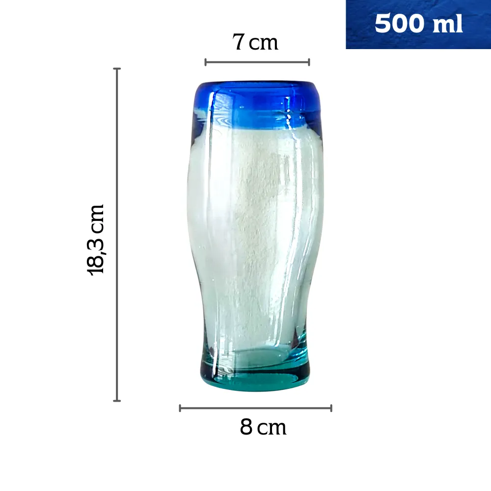 Vaso cerveza mexicano 500 ml fondo blanco con medidas y capacidad