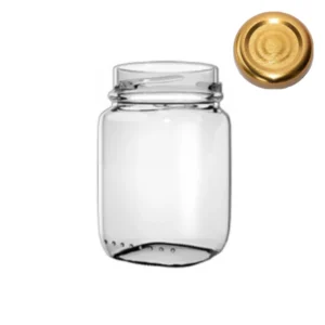 Frasco de vidrio 105 ml con tapa dorada para conservas y productos gourmet