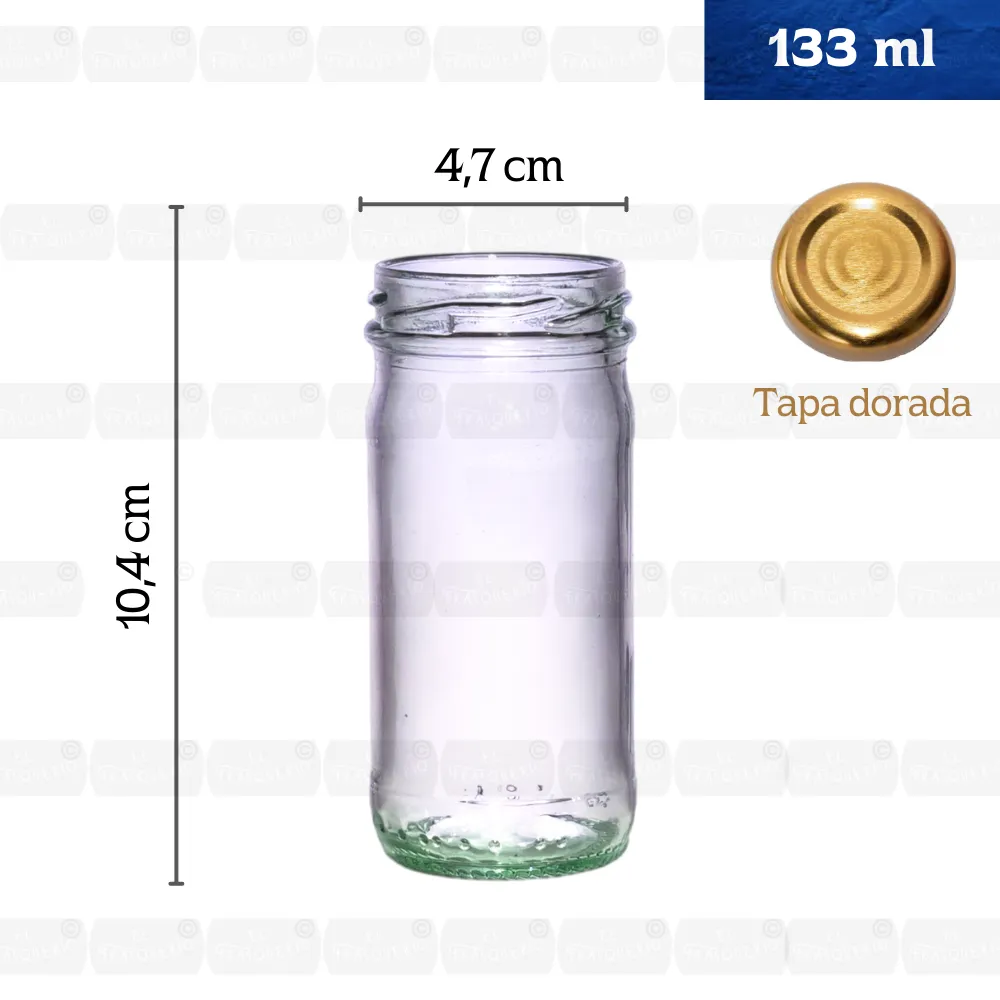 Frasco de vidrio 133 ml EA4451 48 fondo blanco medidas y capacidad