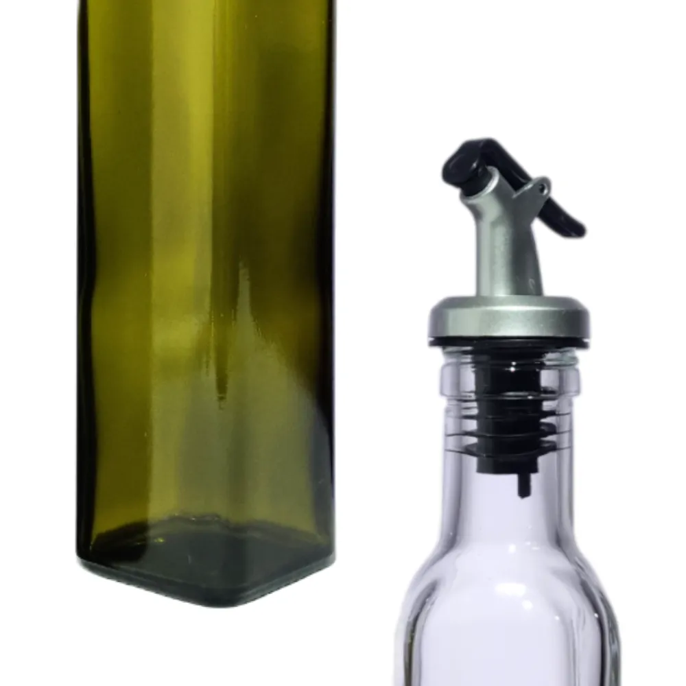 Set Aceitera y Vinagrera 250 ml fondo blanco base y llave dispensadora