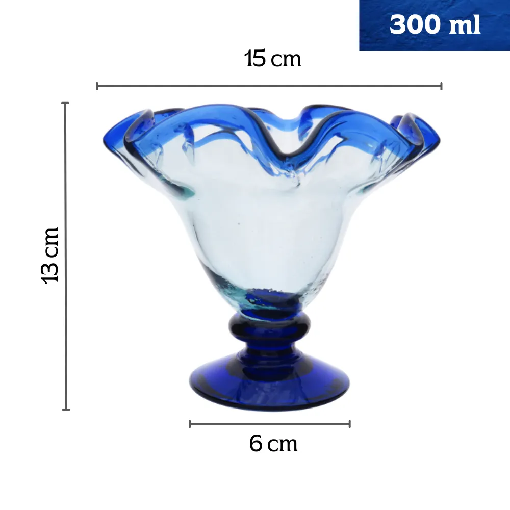 Home 42 Copa helado linea azul artesanal fondo blanco medidas y capacidad