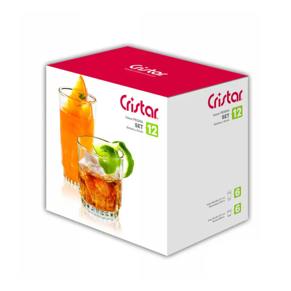 Set de 12 Vasos Prisma Cristar | Infaltable en la mesa 5 Set de 12 Vasos Prisma Cristar | Infaltable en la mesa - Imagen 5