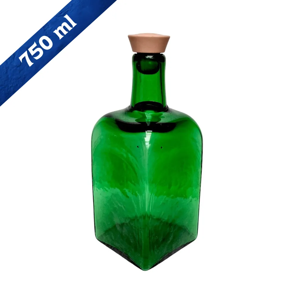 Licorera cuadrada Mexico 750 ml artesanal verde