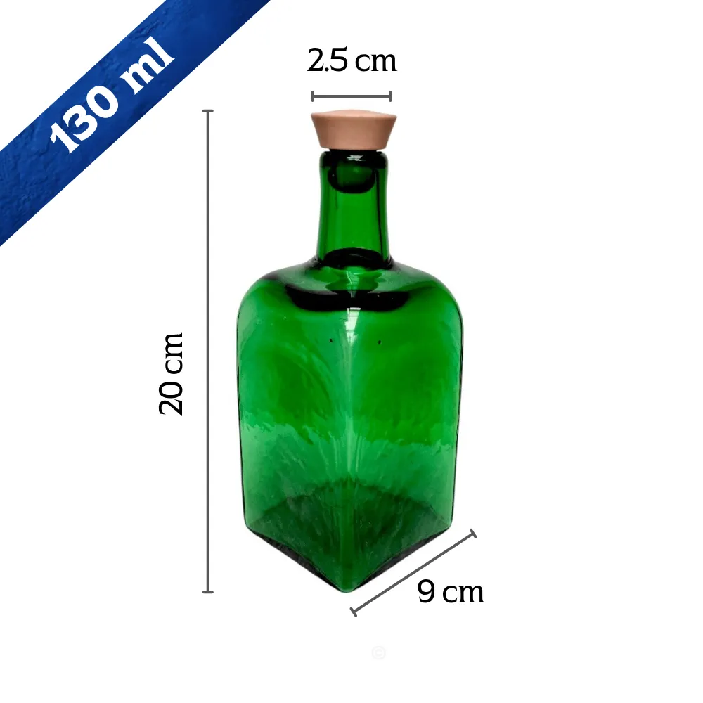 Licorera cuadrada Mexico 750 ml artesanal verde con medidas y capacidad