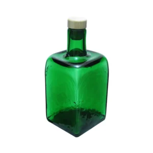 Licorera cuadrada mexico 750 ml artesanal verde con corcho