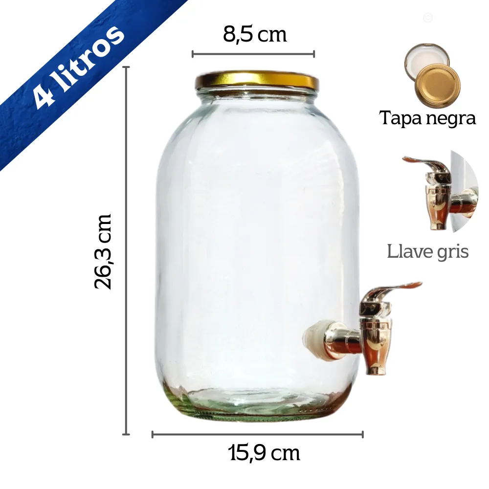 Home 44 Dispensador de bebidas en Vidrio Limoncello 4 Litros medidas 1