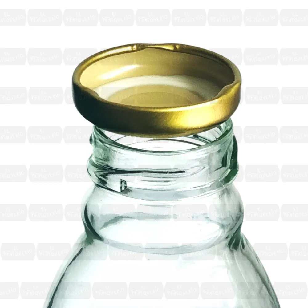 Home 41 botella 400 ml ea4353 38 24 fondo blanco enfoque rosca con tapa dorada marca de agua