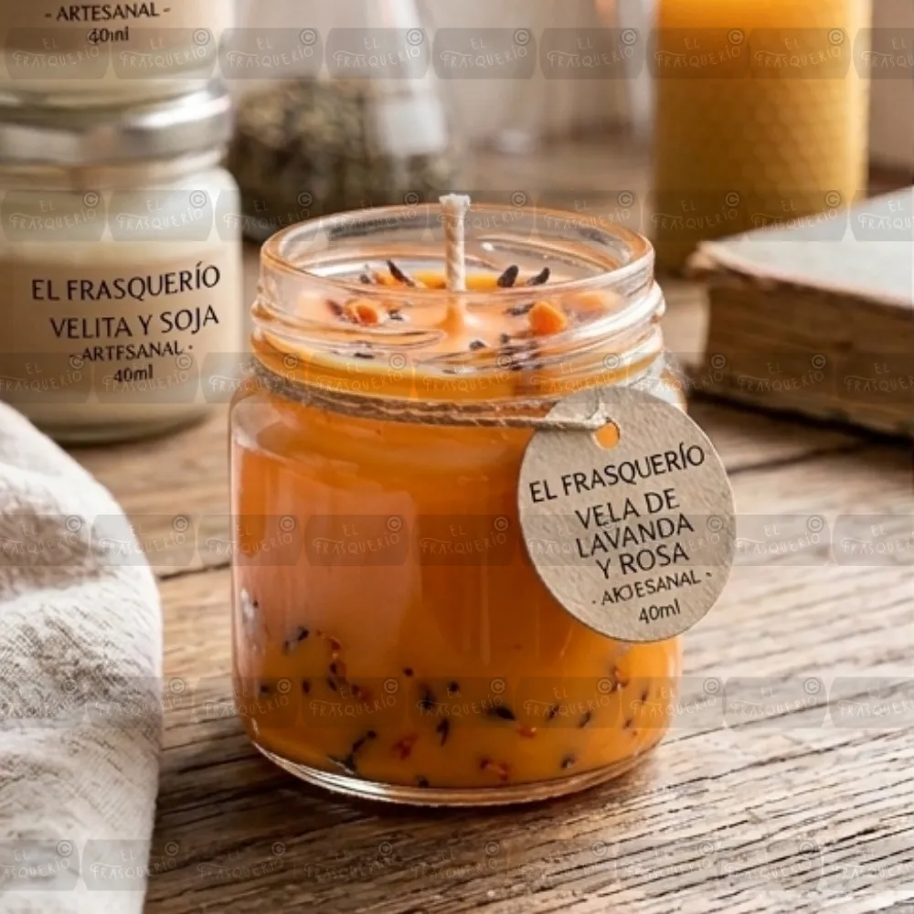 Frasco de vidrio 40 ml ambientado vela marca de agua