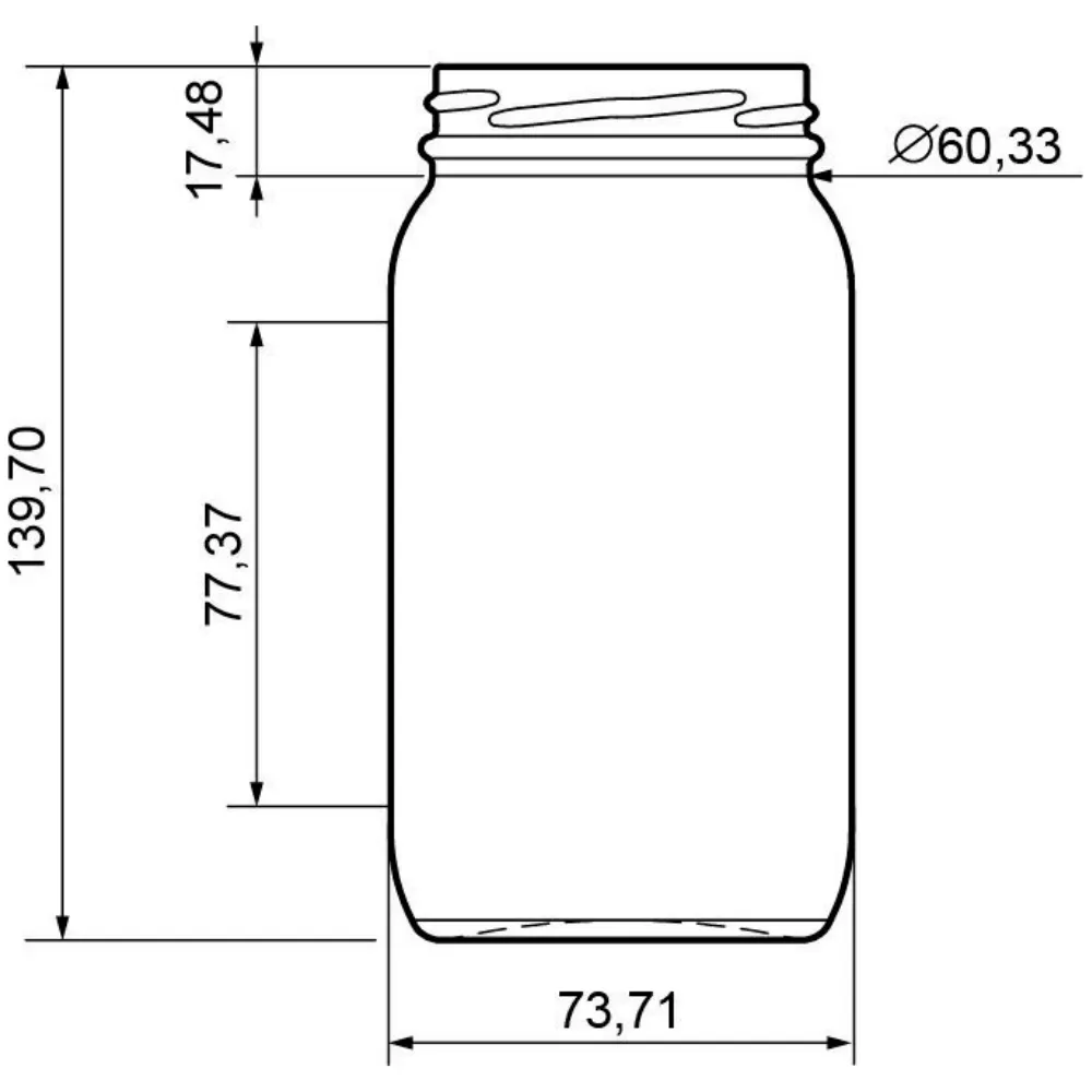 Frasco de vidrio 500 ml cuadrado plano
