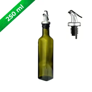 Aceitera de vidrio 250 ml cuadrada verde