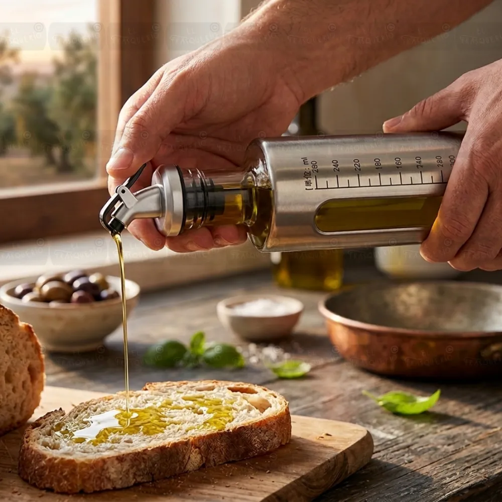 Aceitera de vidrio 300 ml redonda con indicador | Dispensa precisa 5 Aceitera de vidrio 300 ml redonda con indicador | Dispensa precisa - Imagen 5