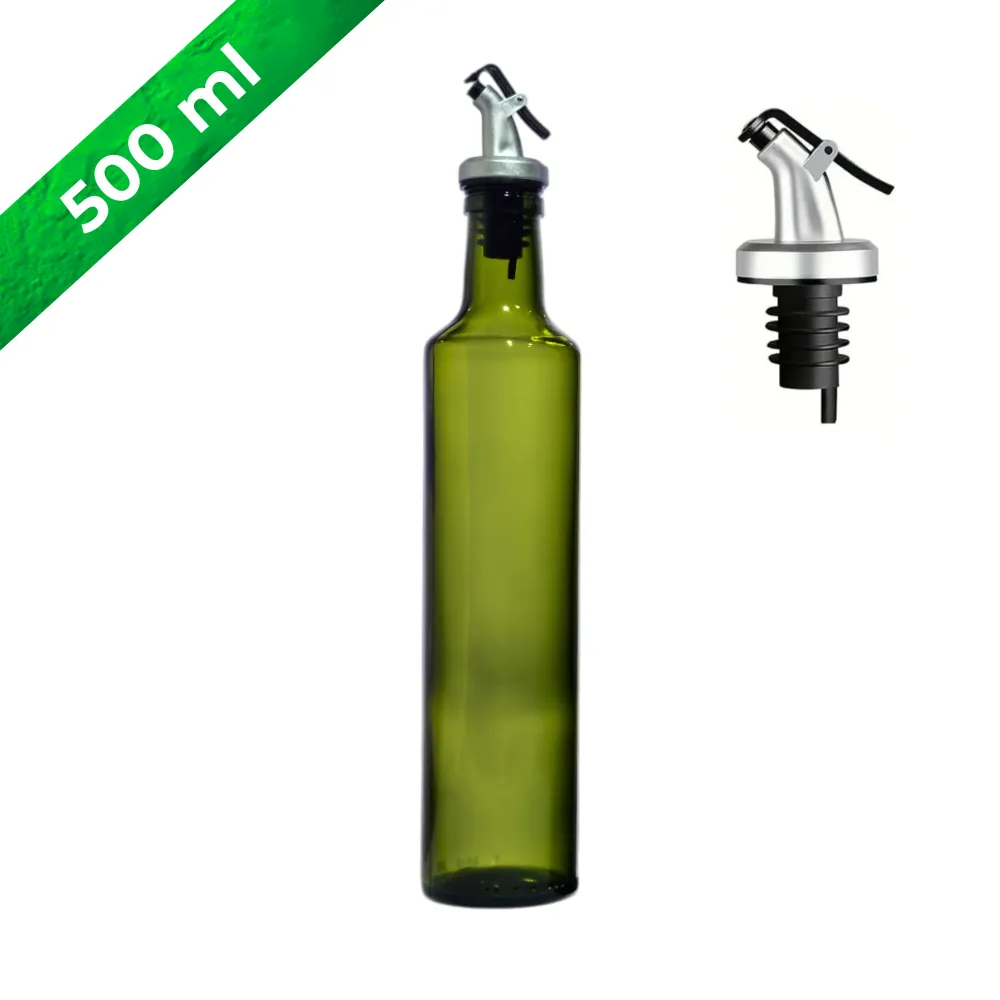Aceitera de vidrio 500 ml redonda verde