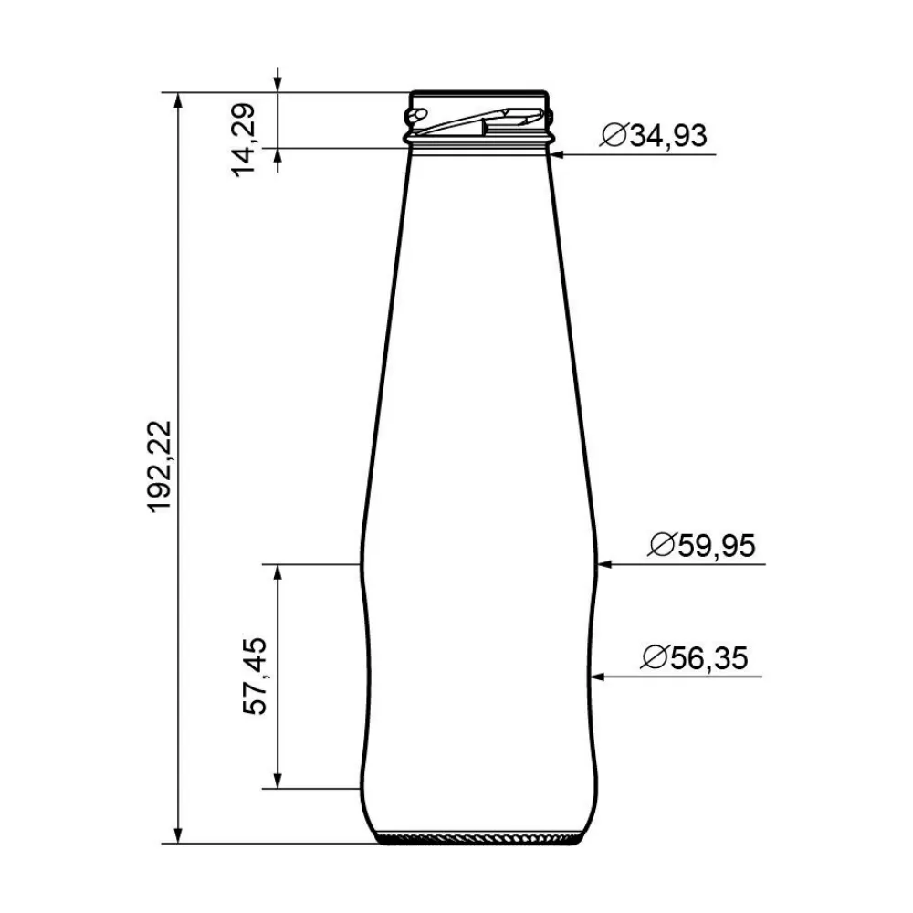 Botella de vidrio 300 ml plano