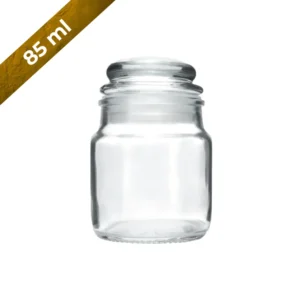 Frasco de vidrio 85 ml con tapa hermetica capacidad